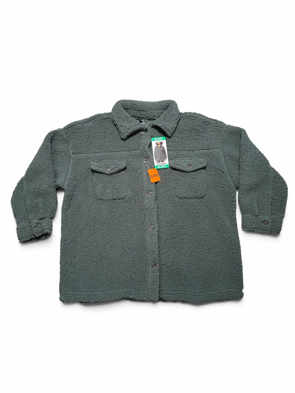 32 Degrees Heat NWT Cozy Sherpa Shacket Gray XL/XXL Oversized